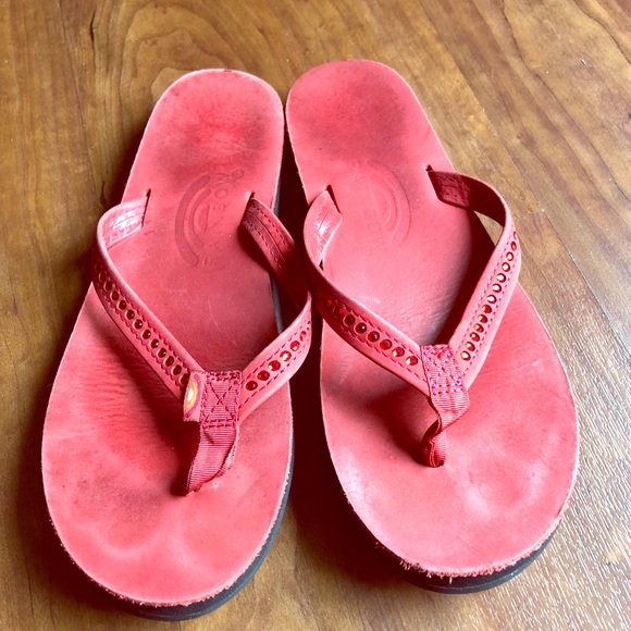 red rainbow sandals
